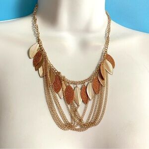 LOVISA Rose Gold Chain Leaves Necklace